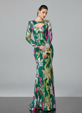 Manches longues Corset Découpe Florale Robe de soirée