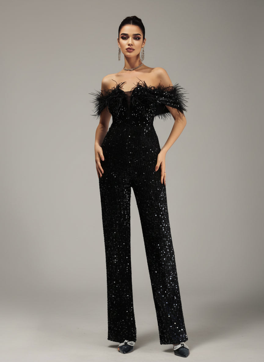 Off Shoulder Plumes Combinaisons