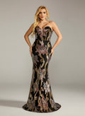 Sans bretelles Florale Paillettes Mermaid Robe de soirée