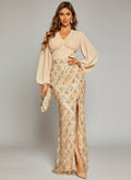 Lantern Sleeve Fringed Robe de bal