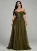 Gloriana Plus Olive Embroidered Robe de cérémonie
