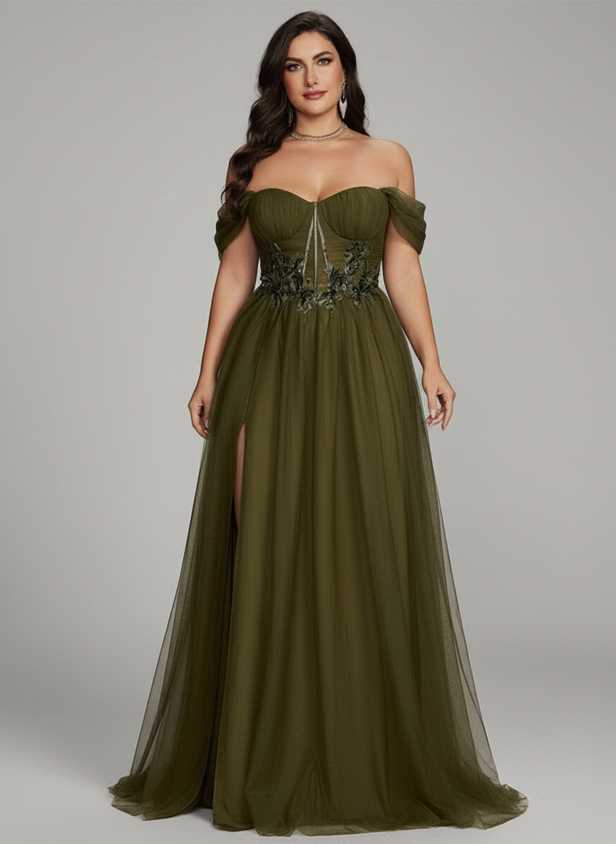 Gloriana Plus Olive Embroidered Robe de cérémonie