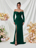 Off Shoulder Manches longues Corset Elegant Robe de bal