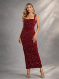 Col carré Paillettes Robe de cocktail