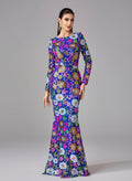 Crew Neck Florale Paillettes Dress